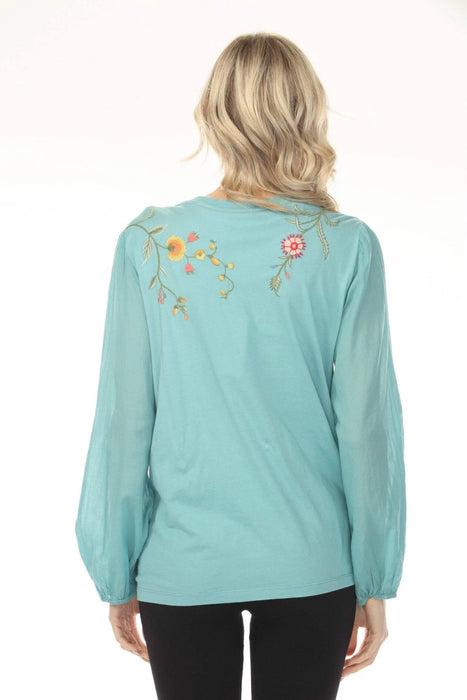 Johnny Was JWLA Mixed Media Long Sleeve Tee J10324-ESP Petite