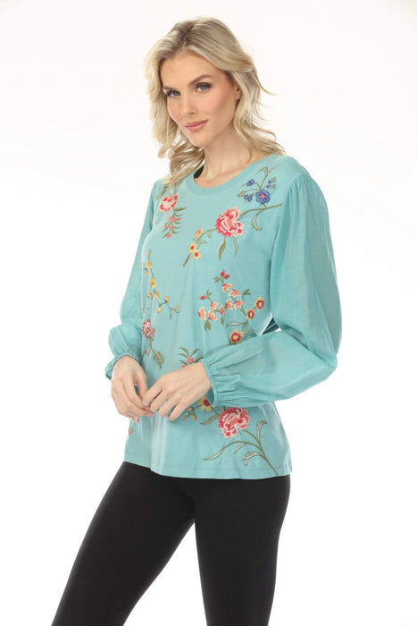 Johnny Was JWLA Mixed Media Long Sleeve Tee J10324-ESP Petite