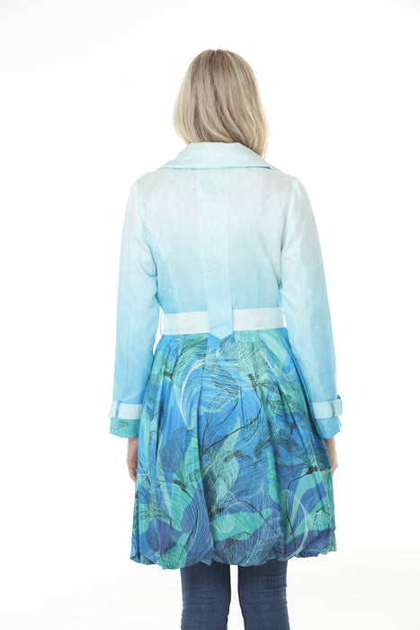 Samuel Dong Aqua Seaweed Prints Bubble Coat Dress 11665
