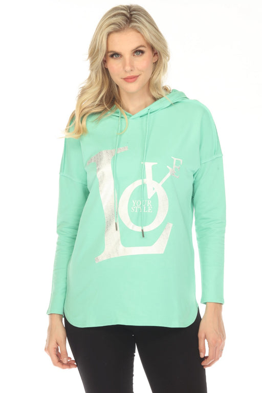 Tricotto Mint Style 505 Printed Long Sleeve Cotton Hoodie Top