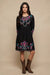 Johnny Was Black Tassel Front Embroidered Midi Dress W36925-8