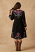 Johnny Was Black Tassel Front Embroidered Midi Dress W36925-8