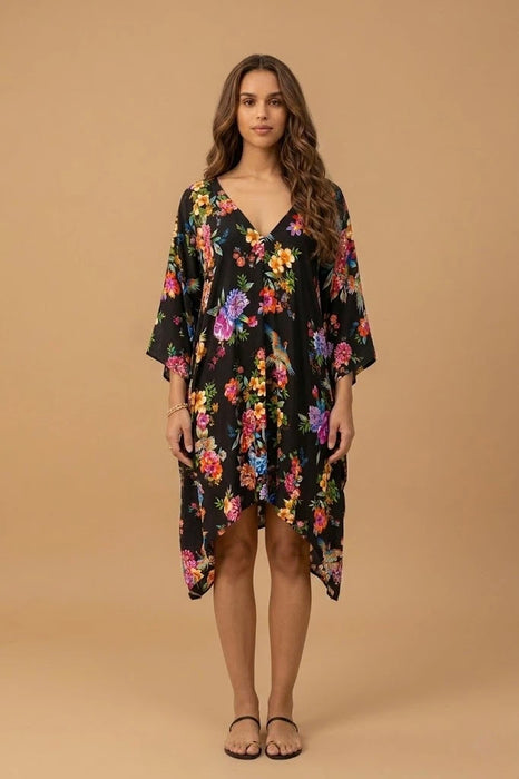 Johnny Was Sognatore Nero High Low Kaftan CSW2924-J