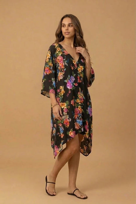 Johnny Was Sognatore Nero High Low Kaftan CSW2924-J