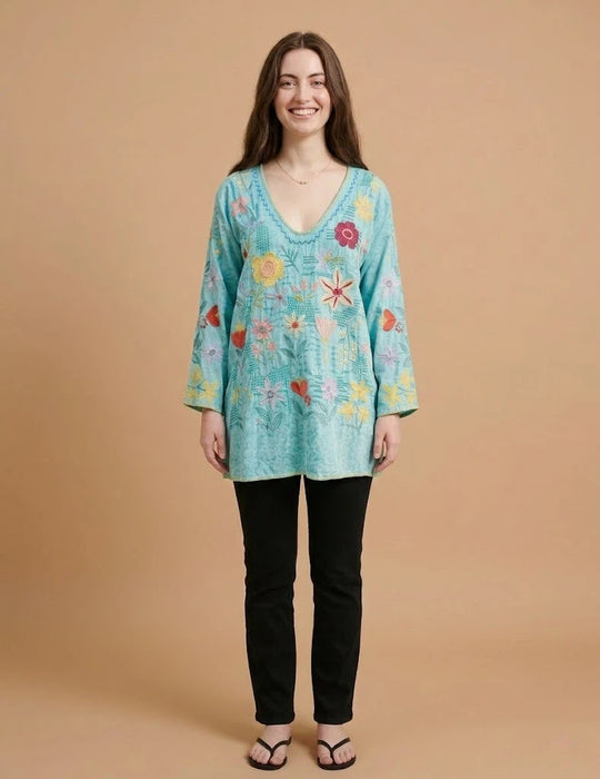 Johnny Was Marine Blue Inji Blouse B17425-2