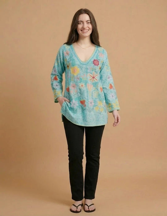 Johnny Was Marine Blue Inji Blouse B17425-2