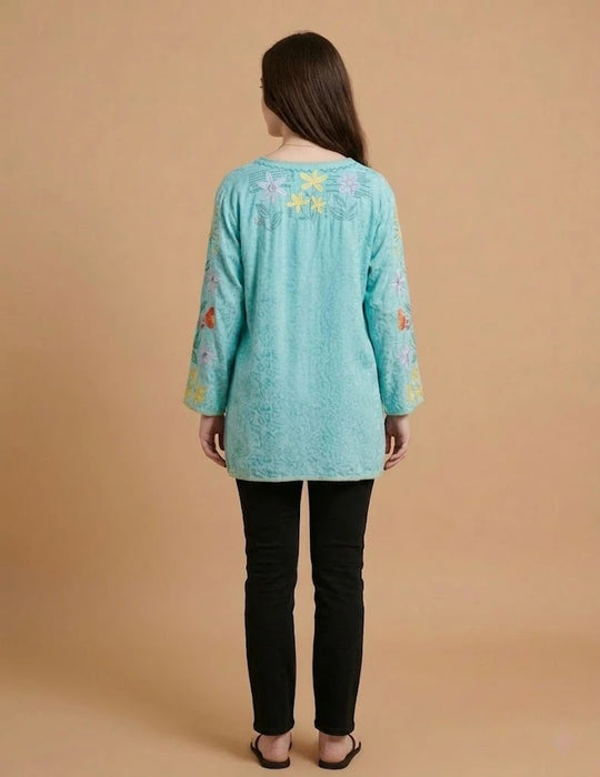 Johnny Was Marine Blue Inji Blouse B17425-2