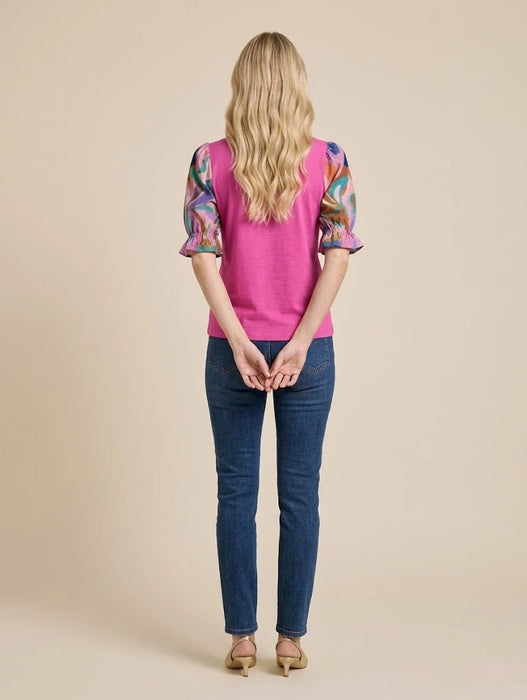 Johnny Was Mixed Media Smocked Sleeve Tee W11225-4