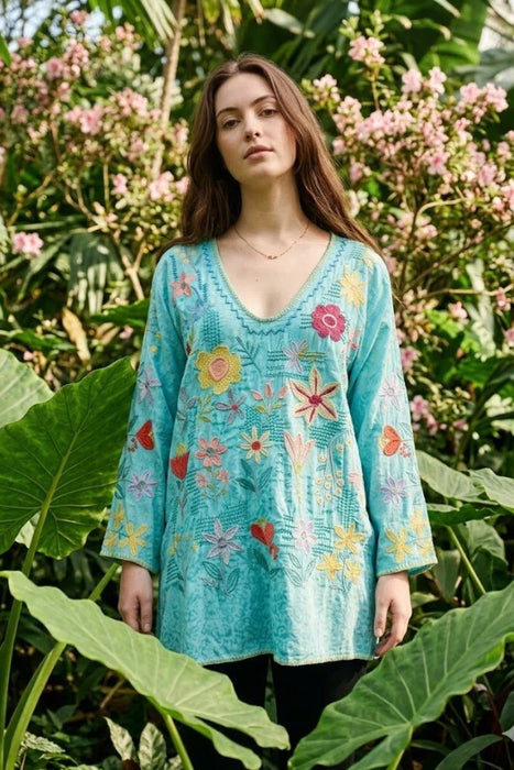 Johnny Was Marine Blue Embroidered Inji Blouse B17425-2 Boho