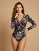 Johnny Was Miller Black Ruched Wrap Surf One Piece Swimsuit CSW0420-Y