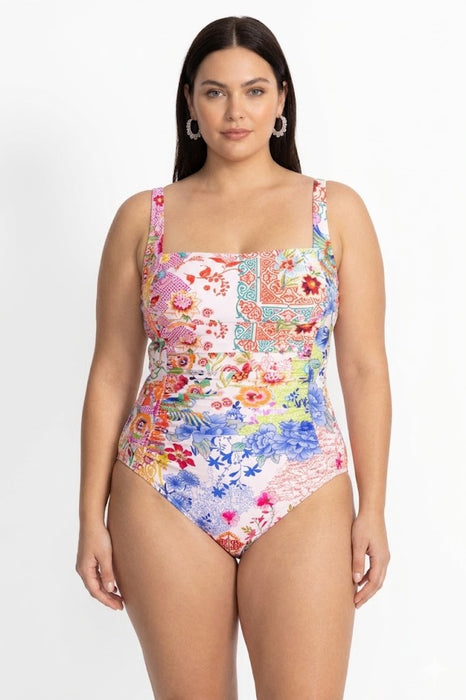 Johnny Was Marilyn Ruched One Piece Swimsuit CSW2425-MX Plus Size