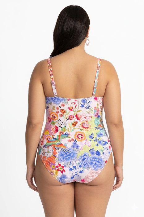Johnny Was Marilyn Ruched One Piece Swimsuit CSW2425-MX Plus Size