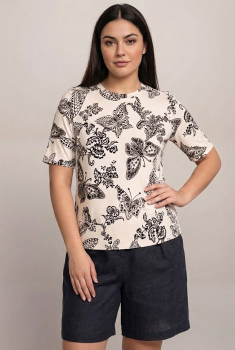 Johnny Was The Janie Favorite Fitted Elbow Sleeve Plus Size Tee T15225-4X