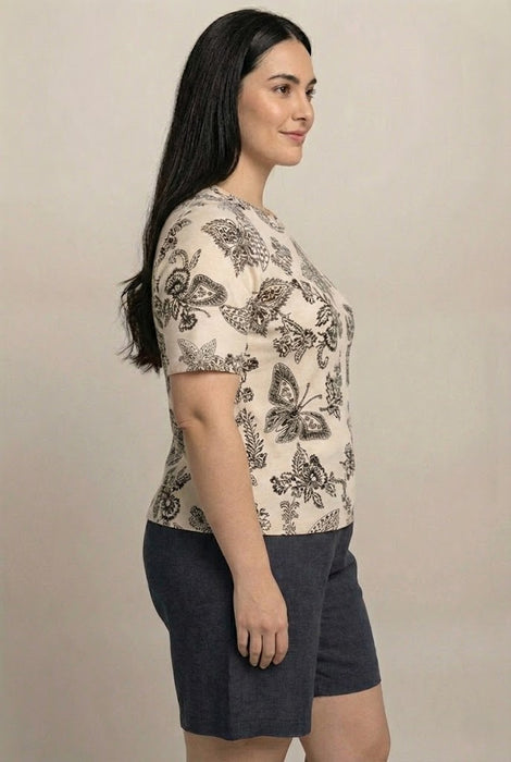 Johnny Was The Janie Favorite Fitted Elbow Sleeve Plus Size Tee T15225-4X