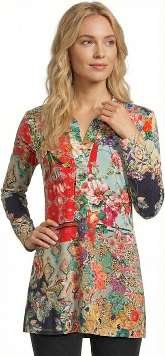 Johnny Was The Janie Favorite Long Sleeve Polo Swing Tunic R26024-RX