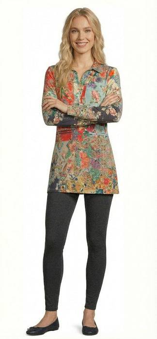 Johnny Was The Janie Favorite Long Sleeve Polo Swing Tunic R26024-RX