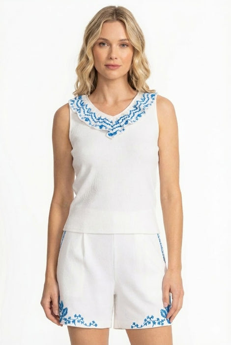 Johnny Was Daria Mixed Media Flutter Tank J13925-5