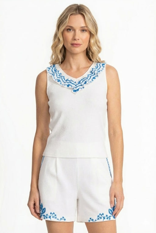 Johnny Was Daria Mixed Media Flutter Tank J13925-5