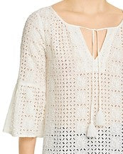 Jade by Johnny Was Timbra Eyelet Lace Up Blouse Boho Chic L18621