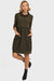 Joseph Ribkoff Style 173444 Safari Green Cowl Neck 3/4 Sleeve Tiered Dress