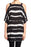 Joseph Ribkoff Black/Ecru Striped Cold Shoulder Chiffon Tunic Top 182790 NEW