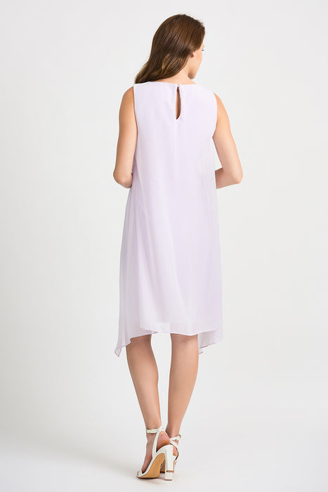 Joseph Ribkoff Light Lavender Asymmetric Sheer Overlay Shift Dress 201220 NEW