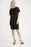 Joseph Ribkoff Style 203196  Black Sheer Overlay Jewel Accent Frilled Sheath Dress