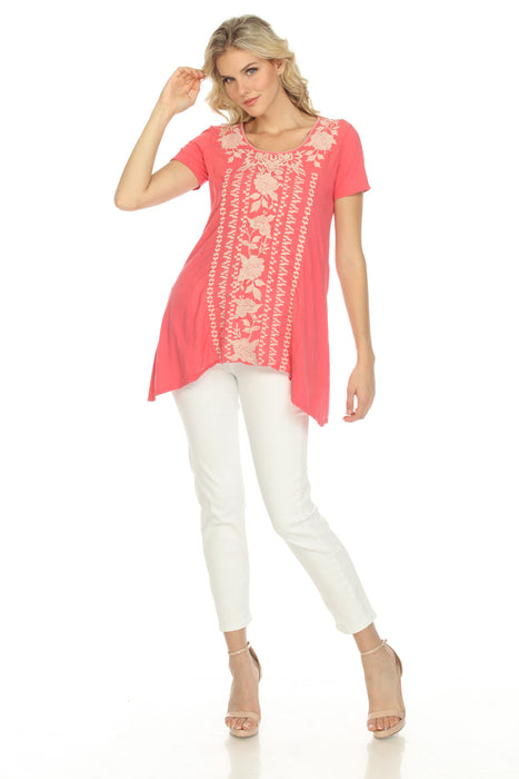 Johnny Was Letty Woven Short Sleeve Tunic Top Boho Chic R23919
