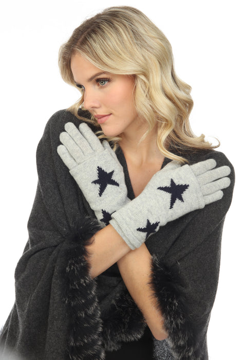 Alashan Ash Grey Cashmere Double Star Intarsia 3-in-1 Glove L4027 NEW - AfterRetail