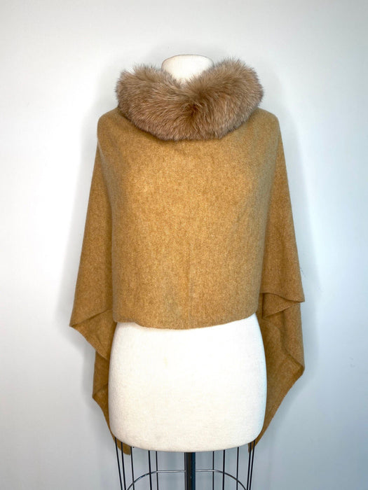 Alashan Luxe 100% Cashmere Windchill Fox Trim Topper Poncho LXF8388