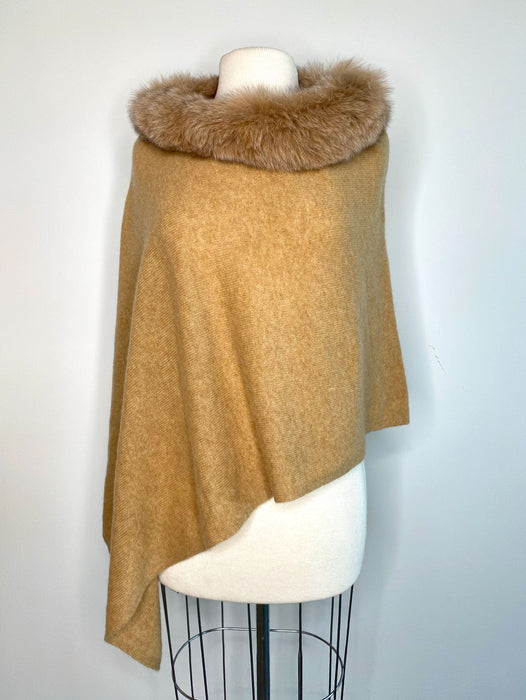 Alashan Luxe 100% Cashmere Windchill Fox Trim Topper Poncho LXF8388