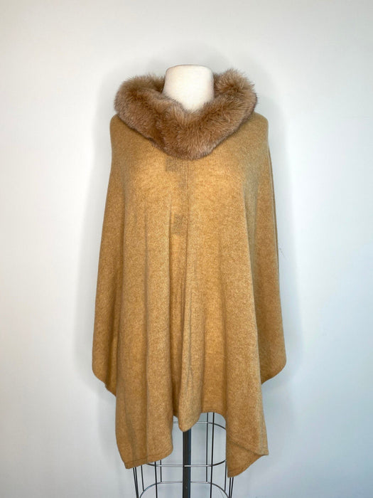 Alashan Luxe 100% Cashmere Windchill Fox Trim Topper Poncho LXF8388