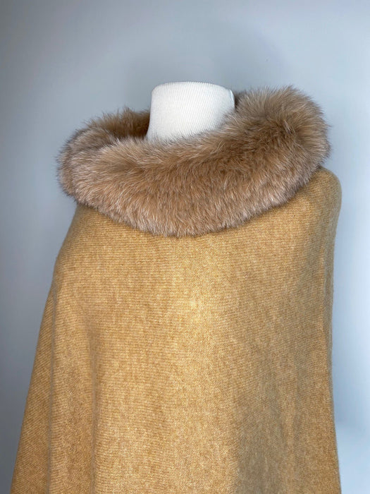 Alashan Luxe 100% Cashmere Windchill Fox Trim Topper Poncho LXF8388
