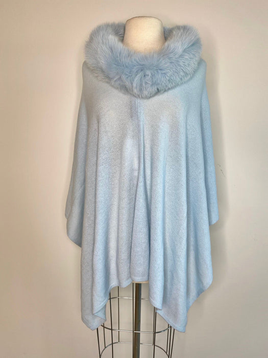 Alashan Luxe 100% Cashmere Windchill Fox Trim Topper Poncho LXF8388
