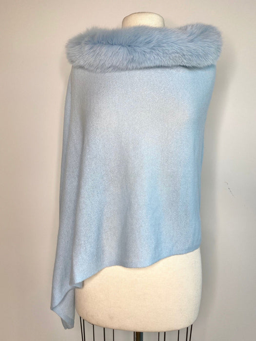 Alashan Luxe 100% Cashmere Windchill Fox Trim Topper Poncho LXF8388