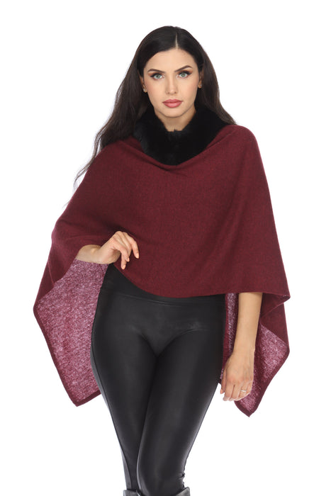 Alashan Luxe Style LXF8388 Paprika 100% Cashmere Windchill Fox Trim Topper Poncho