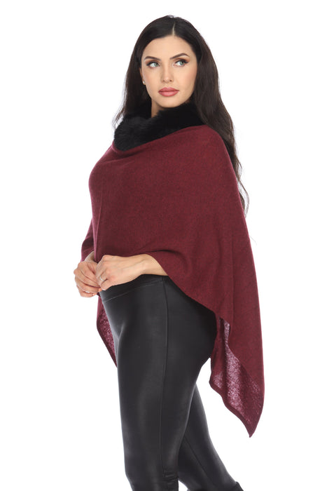 Alashan Luxe 100% Cashmere Windchill Fox Trim Topper Poncho LXF8388