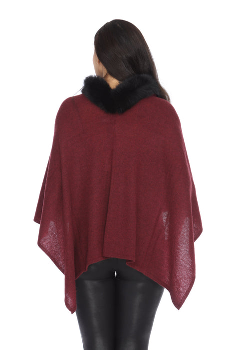 Alashan Luxe 100% Cashmere Windchill Fox Trim Topper Poncho LXF8388