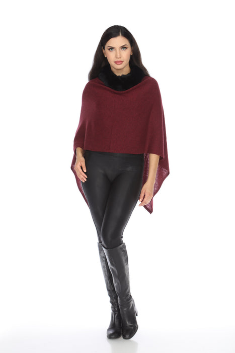 Alashan Luxe 100% Cashmere Windchill Fox Trim Topper Poncho LXF8388