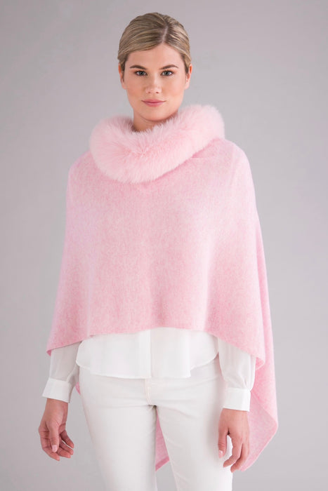 Alashan Luxe Style LXF8388 Paradise Pink 100% Cashmere Windchill Fox Trim Topper Poncho