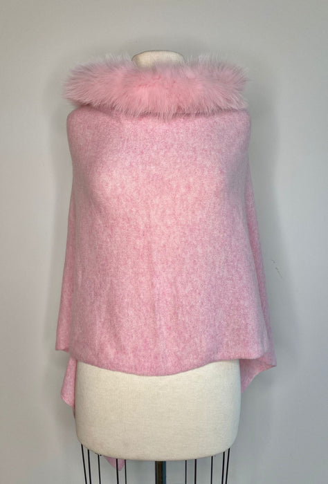 Alashan Luxe 100% Cashmere Windchill Fox Trim Topper Poncho LXF8388
