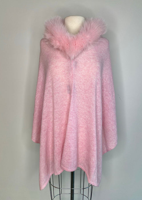 Alashan Luxe 100% Cashmere Windchill Fox Trim Topper Poncho LXF8388