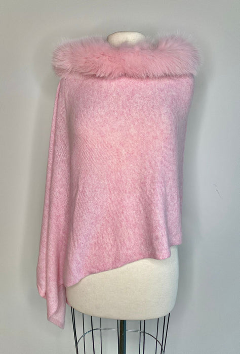Alashan Luxe 100% Cashmere Windchill Fox Trim Topper Poncho LXF8388