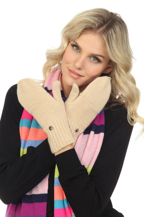 Alashan Cashmere Easy Ribbed Flip Top Glove L4032 NEW