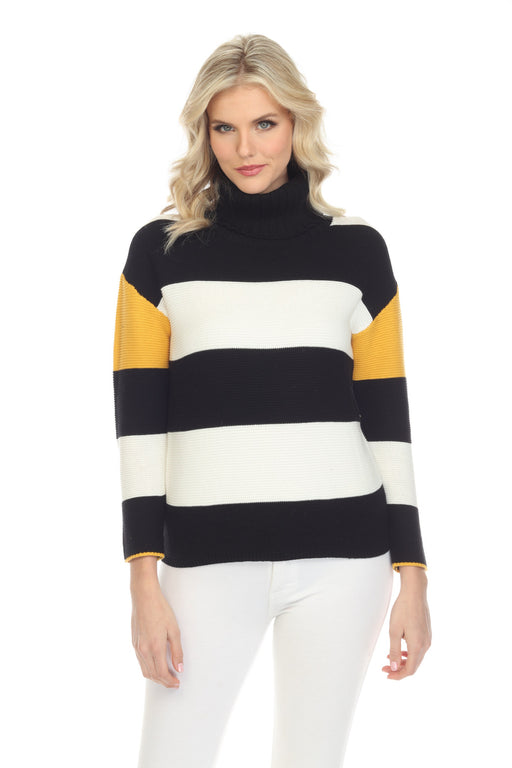Alison Sheri Style A40038 Amber Combo Color Block Cotton Knit Sweater Top