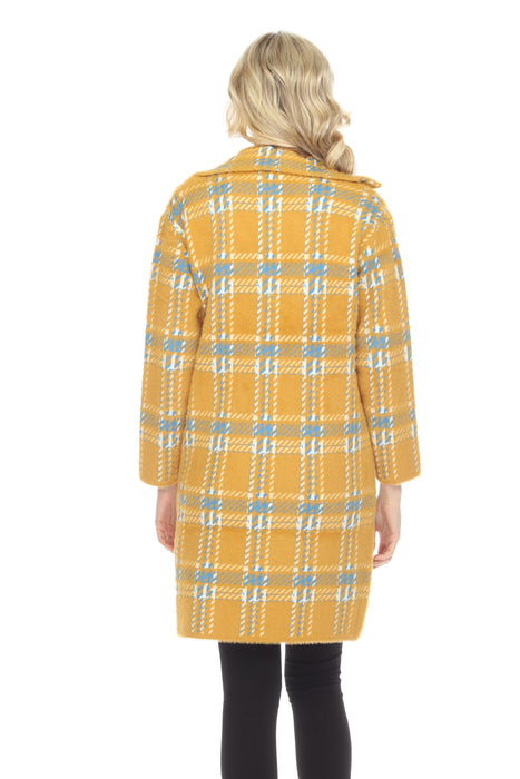 Alison Sheri Amber Combo Plaid Button-Down Coat A40135 NEW