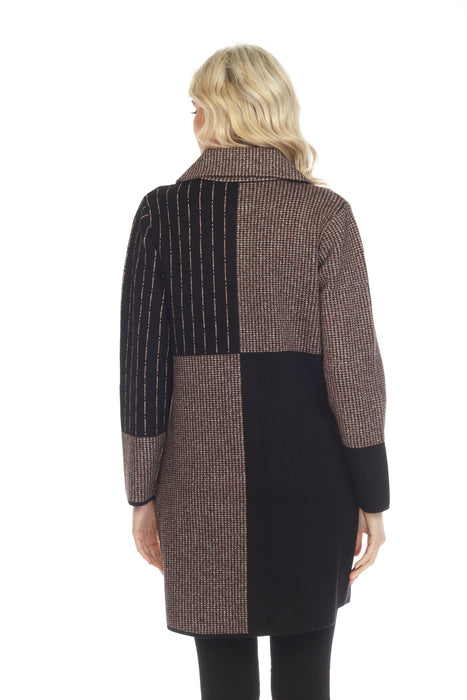 Alison Sheri Brown/Multi Color Block Knitted Longline Coat A40346 NEW