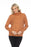 Alison Sheri Style A40020 Caramel Turtleneck Long Sleeve Cable-Knit Cotton Sweater Top