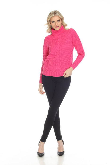 Alison Sheri Turtleneck Long Sleeve Cable-Knit Cotton Sweater Top A40020 NEW