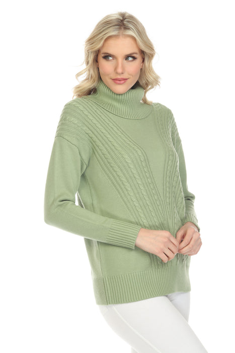Alison Sheri Turtleneck Long Sleeve Cable-Knit Sweater Top A40128 NEW